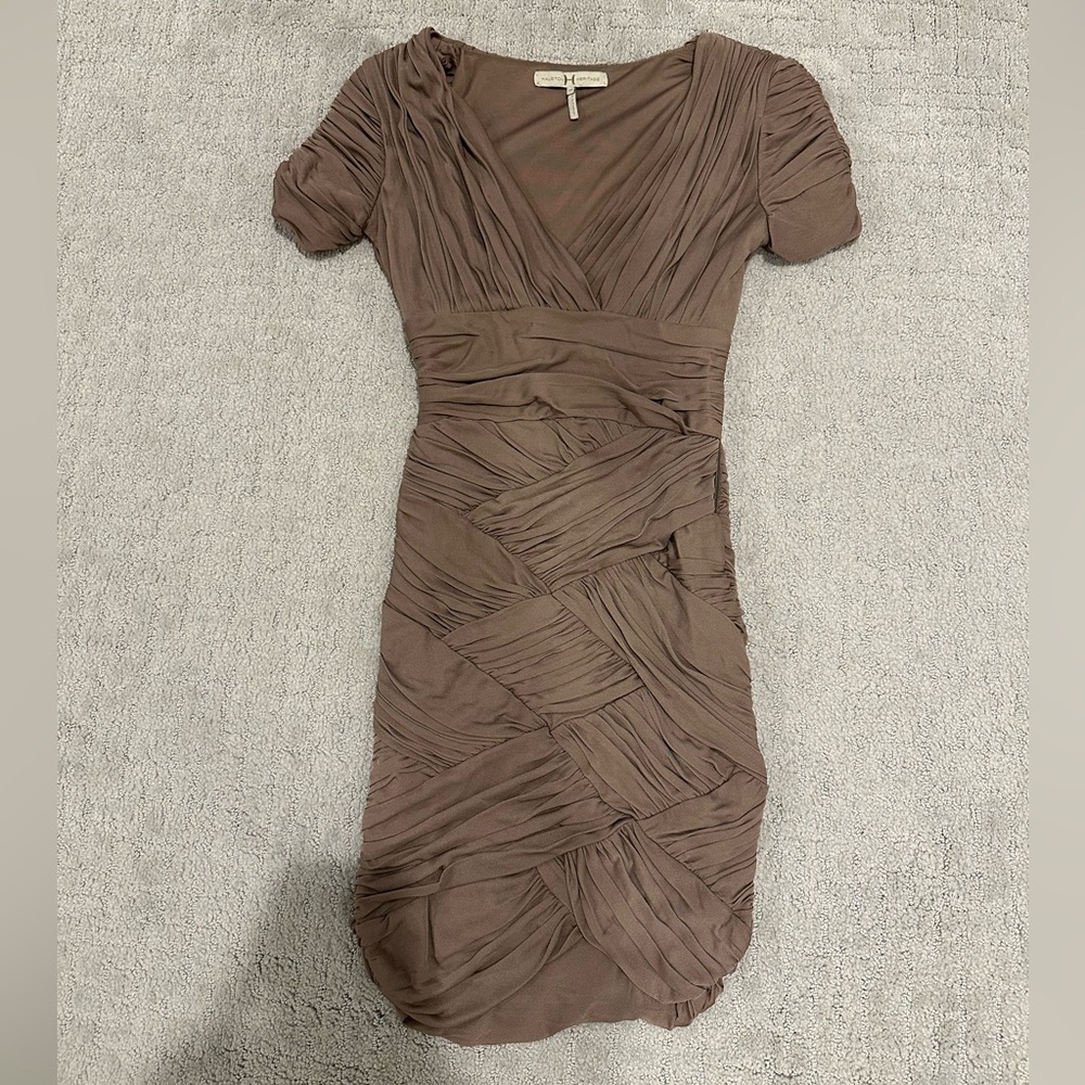 Halston Heritage Taupe bodycon dress